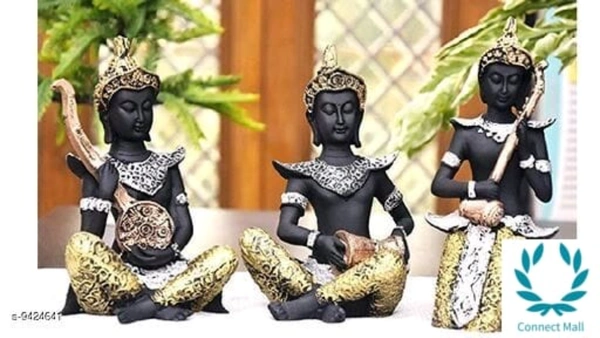 Pack Of 3 Three Resin  Decorative Buddha  Statue For Home Decor / Gifting / Giveaway Away  - Resin, Statue, Pack of 3